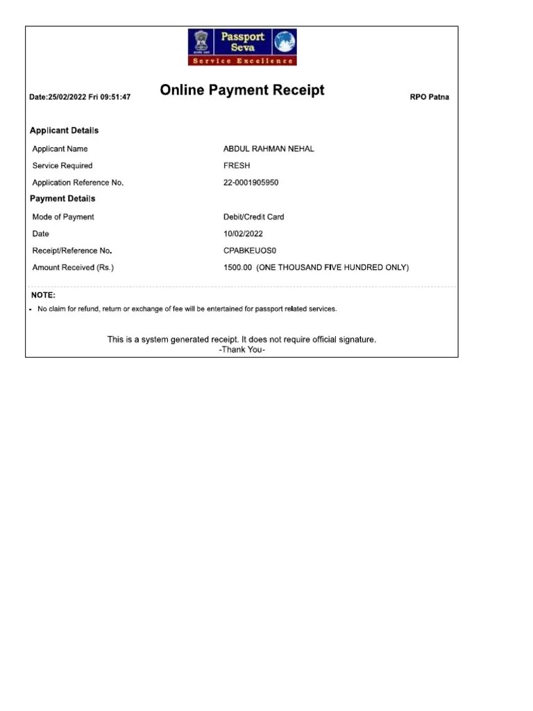 Passport Payment PDF