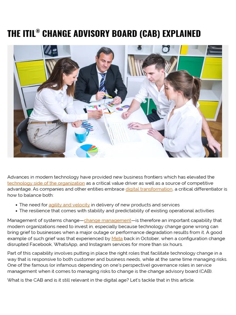 The Itil Change Advisory Board Cab Explained PDF