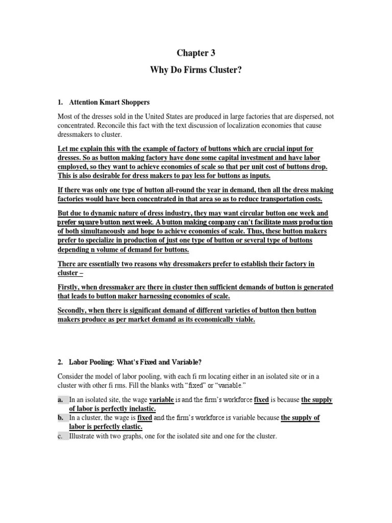 Chapter 3 Why Do Firms Cluster PDF Labour Economics Economies Of