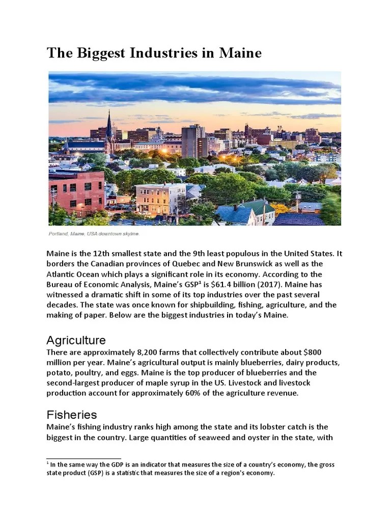 The Biggest Industries in Maine PDF Maine Health Care