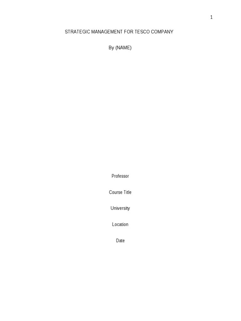 Strategic Management For Tesco Company PDF Tesco Retail
