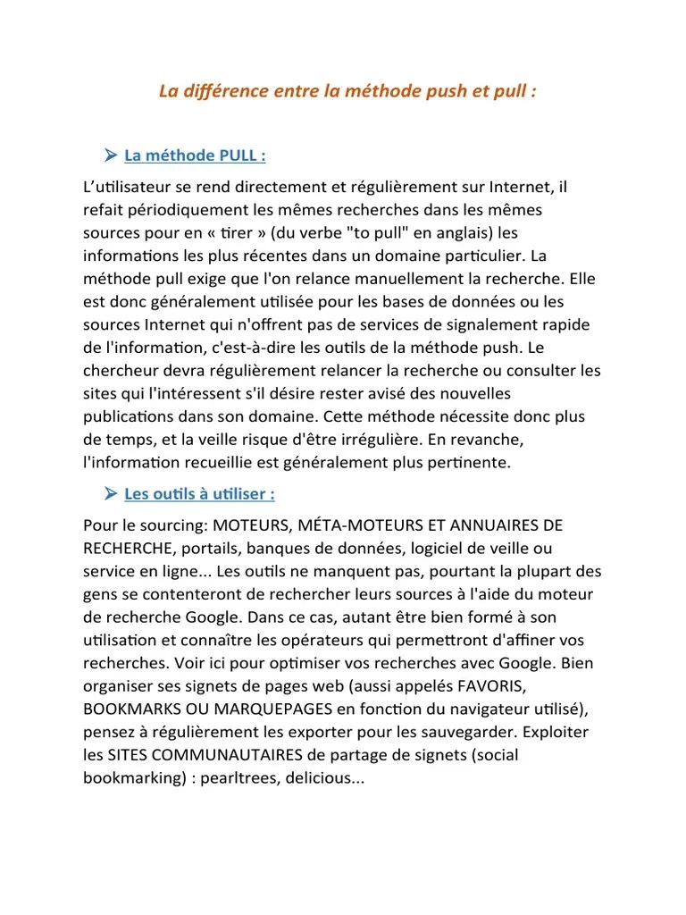 La Différence Entre La Méthode Push Et Pull PDF