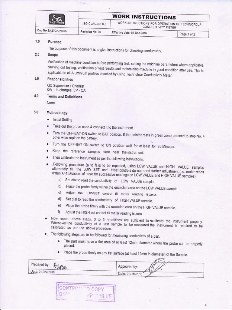 Sa.eQaWi05 Operation of Technofour Conductivity Meter PDF