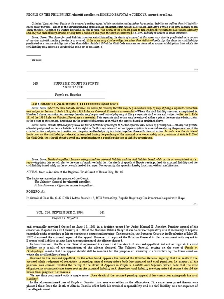 37.) PEOPLE Vs BAYOTAS PDF Statute Of Limitations Judgment (Law)