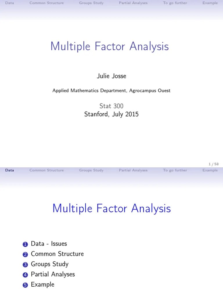 Multiple Factor Analysis Julie Josse PDF Principal Component Analysis