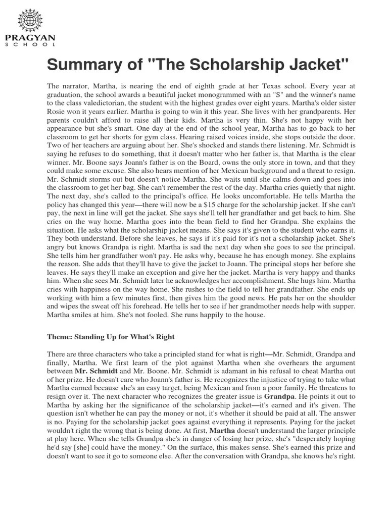 The Scholarship JacketSummary PDF Grandparent