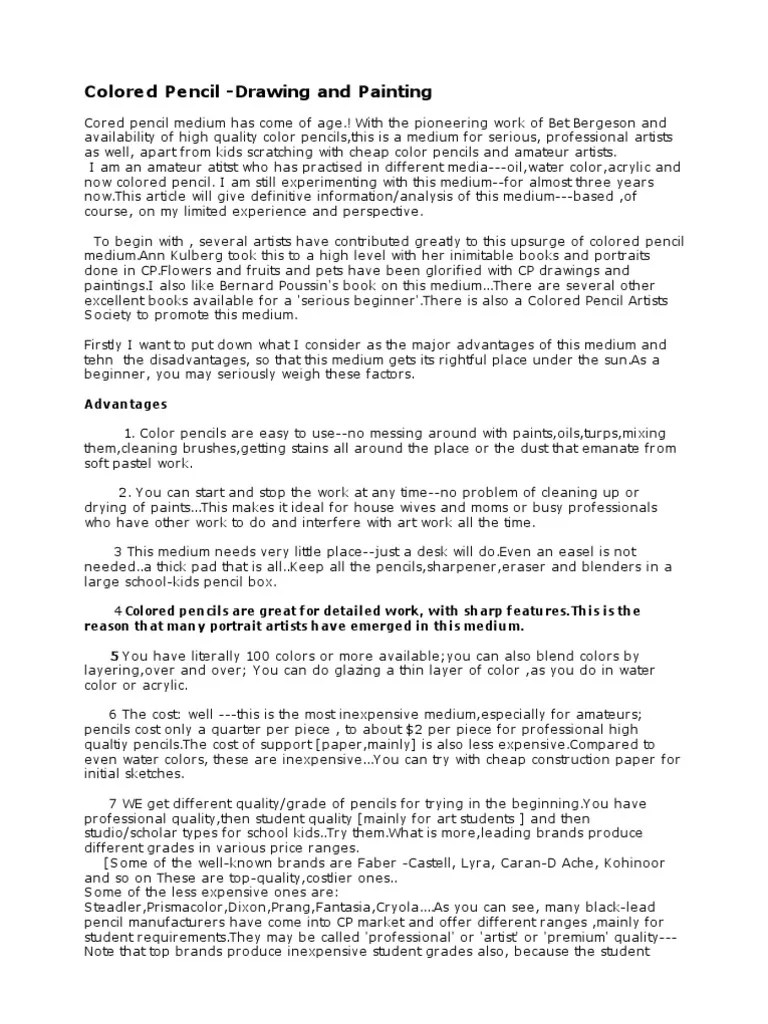 Color Pencil As Medium of Art PDF Art Materials Art Media