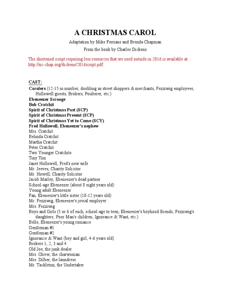 Christmas Carol Script PDF A Christmas Carol Ebenezer Scrooge
