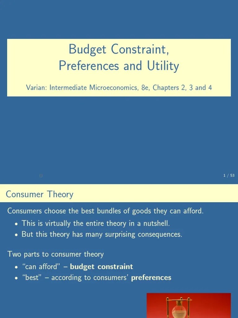 Budget Constraint Preferences and Utility PDF Utility Taxes