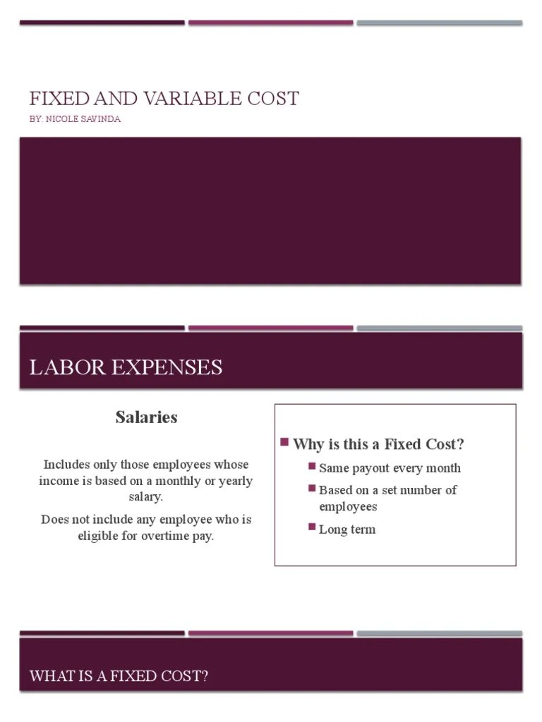 Fixed Vs Variable Cost PDF Expense Employment