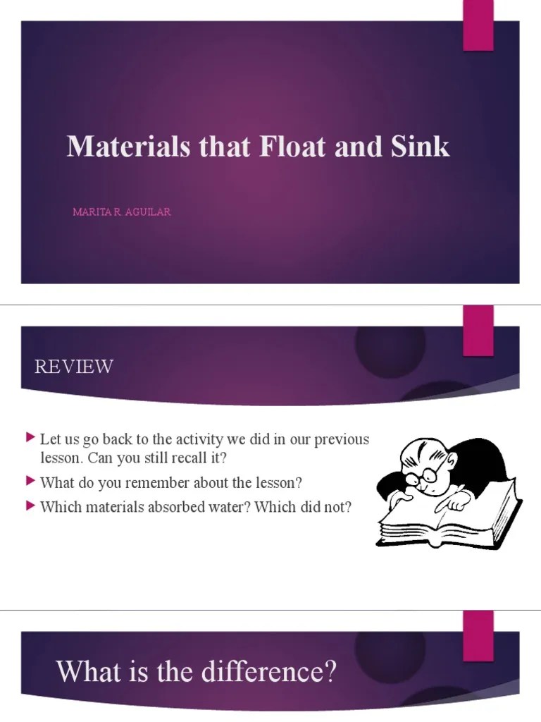 Lesson 2 Materials That Float and Sink PDF