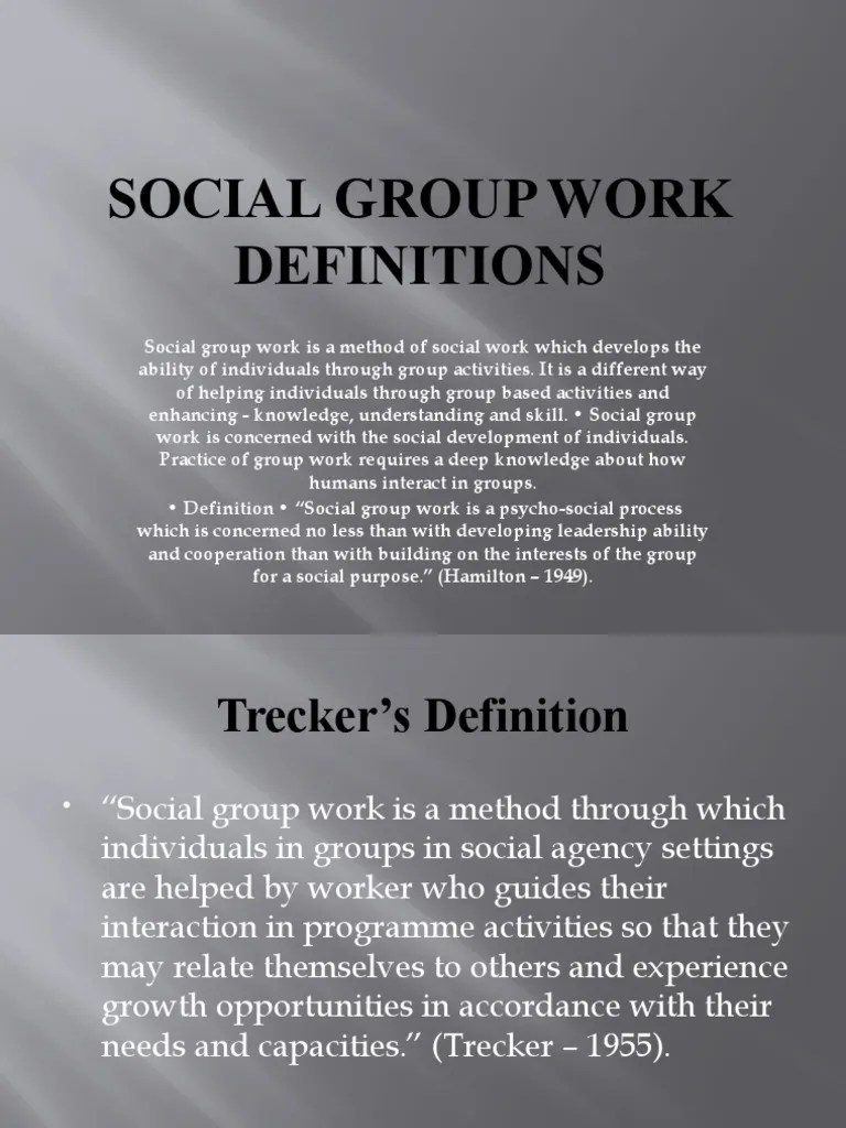 Social Group Work Definitions PDF Social Group Social Work