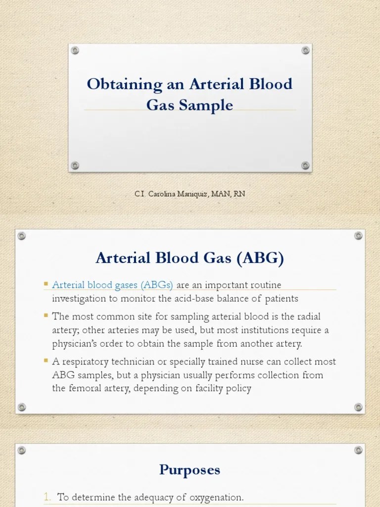 ABG Procedure PDF Clinical Medicine Medical Specialties