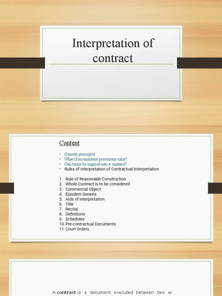 Interpretation of Contract PDF Statutory Interpretation Private Law