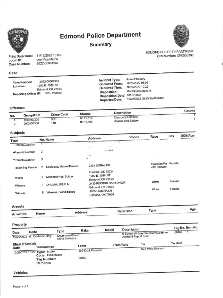 Edmond Police Report Incident 102622 PDF