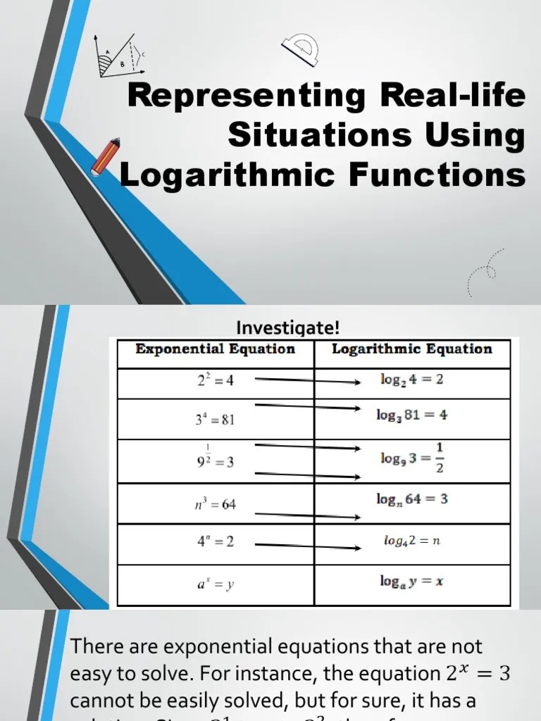 5Representing RealLife Situations Using Logarithmic Functions PDF