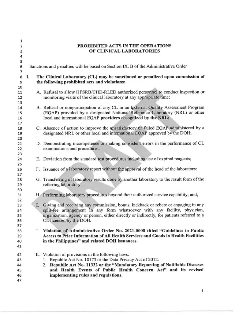 Prohibited Acts in The Operations of Clinical Laboratories PDF
