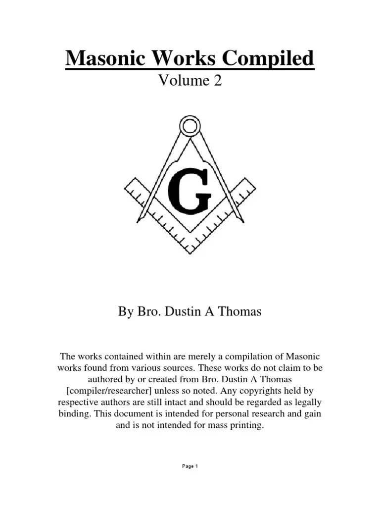 Masonic Works Compiled Vol. II (271 Pgs) Freemasonry Masonic Lodge