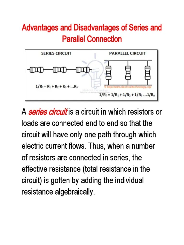 Advantages and Disadvantages of Series and Parallel Connection PDF