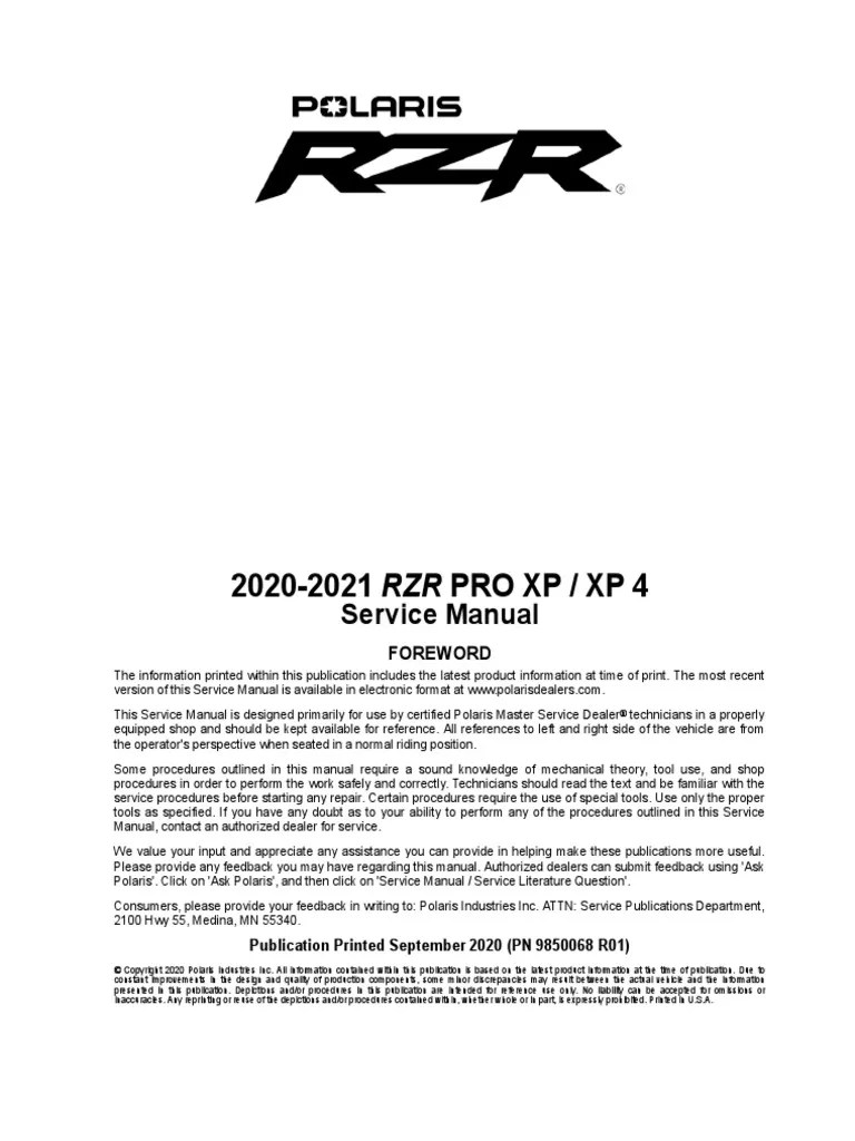 Polaris RZR - Pro - XP - 2020 | PDF | Screw | Clutch