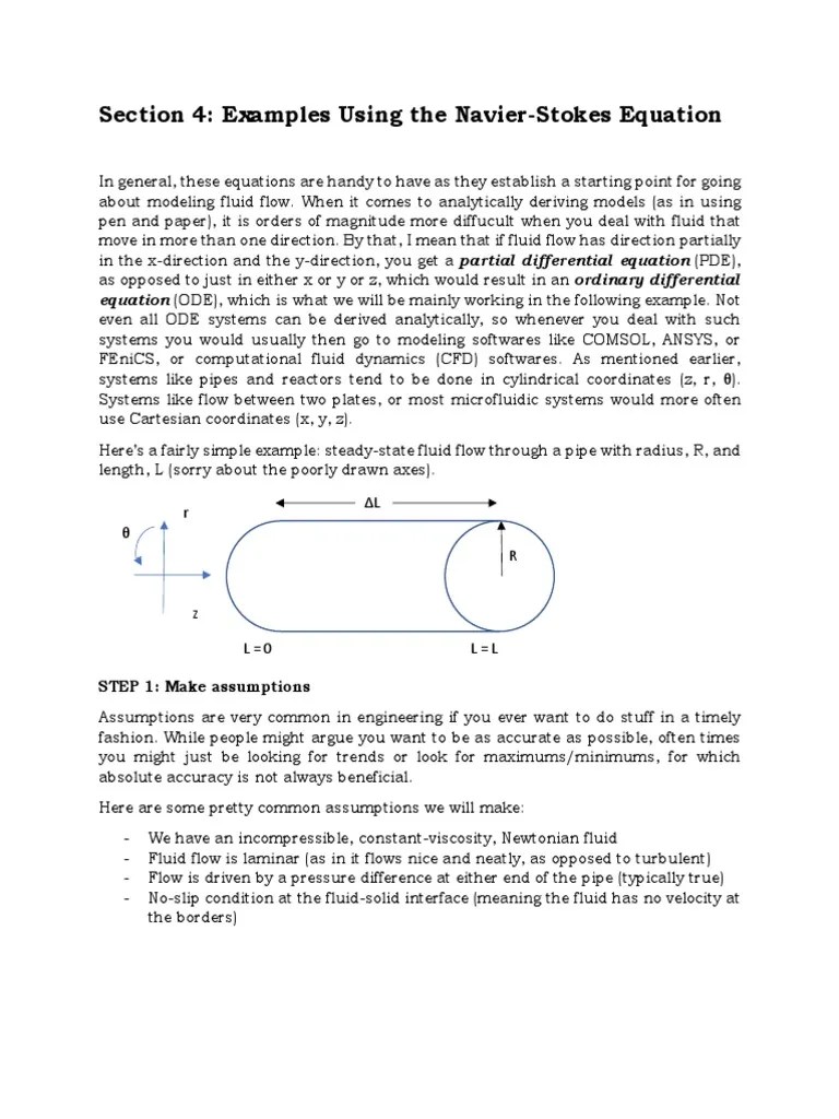 Navierstokes Exercises 3 PDF Fluid Dynamics NavierStokes Equations