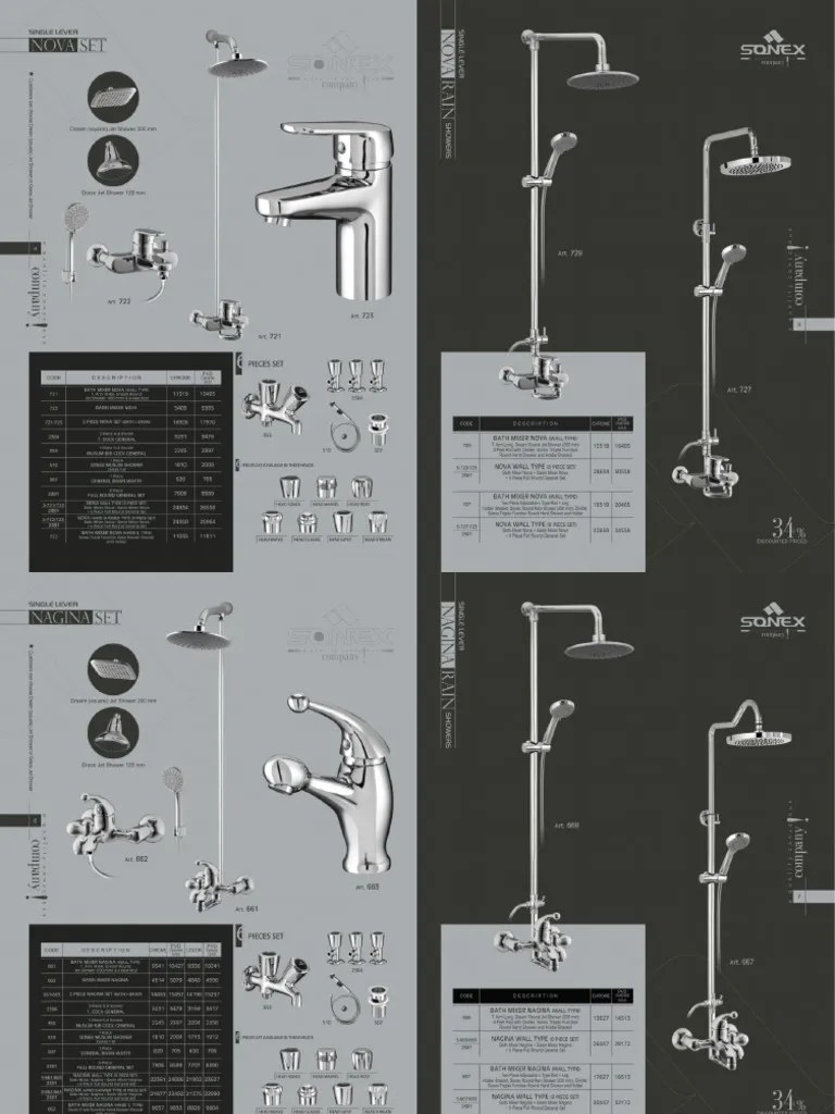 Sonex Sanitary Price List PDF PDF Shower