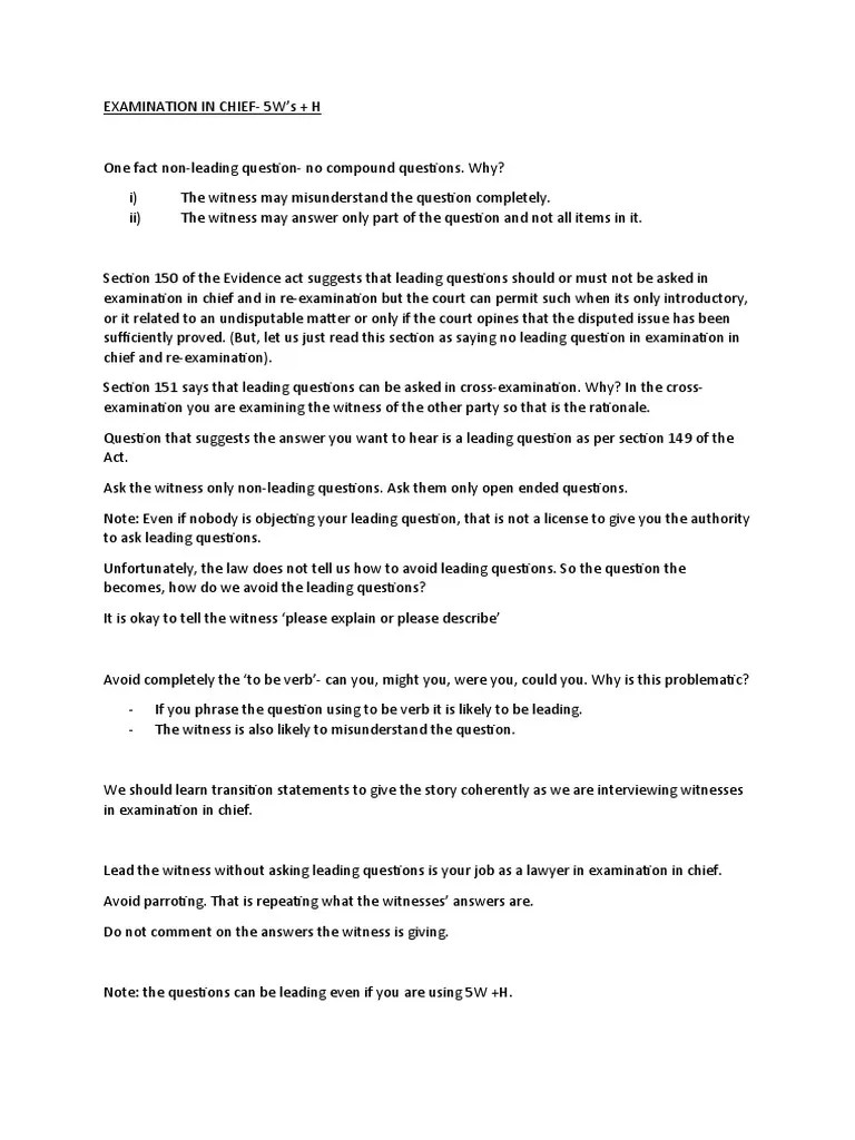 Examination in Chief PDF