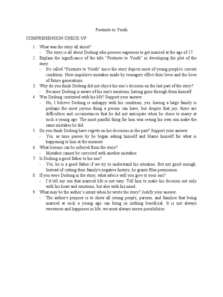 Footnote To Youth Story Review PDF