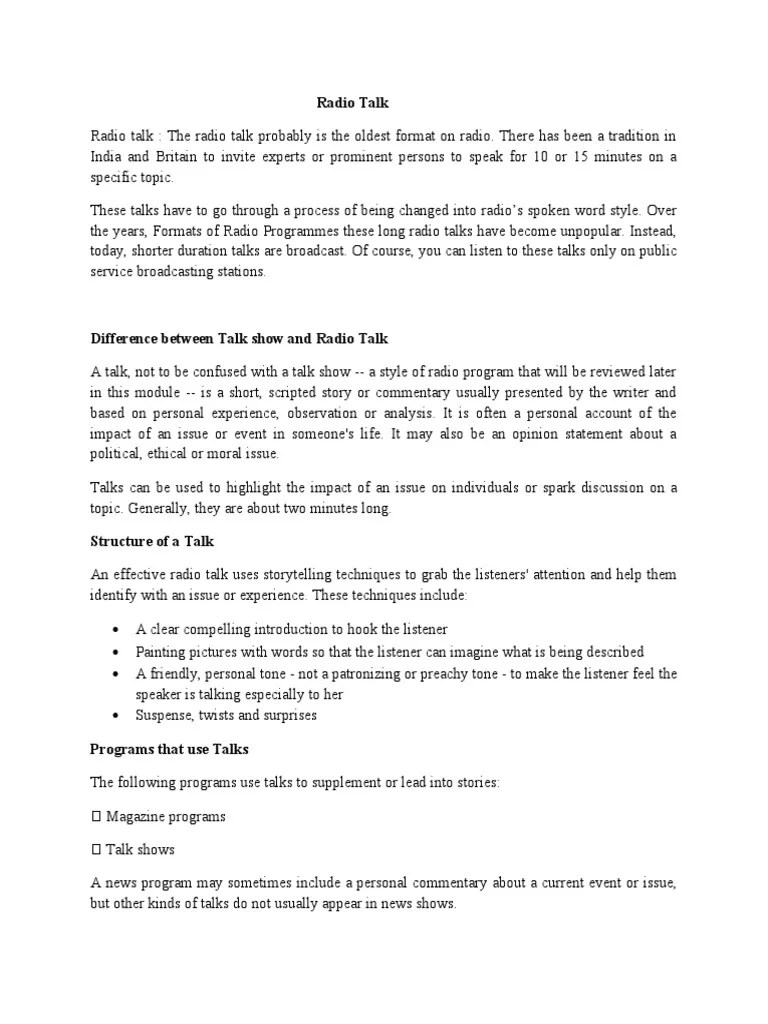 Radio Talk PDF Talk Radio Communication