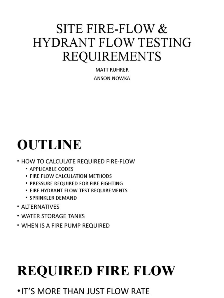 Site FireFlow Hydrant Flow Testing Requirements PDF Fire Sprinkler