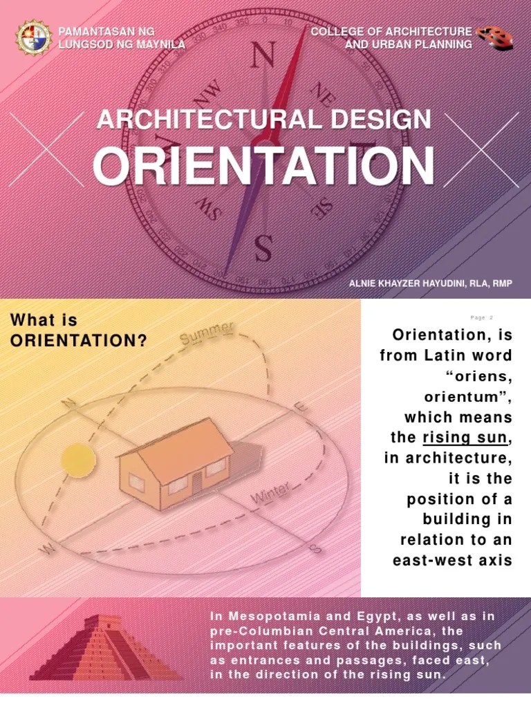 Architectural Design 3 Lecture 1 Orientation PDF Window Building