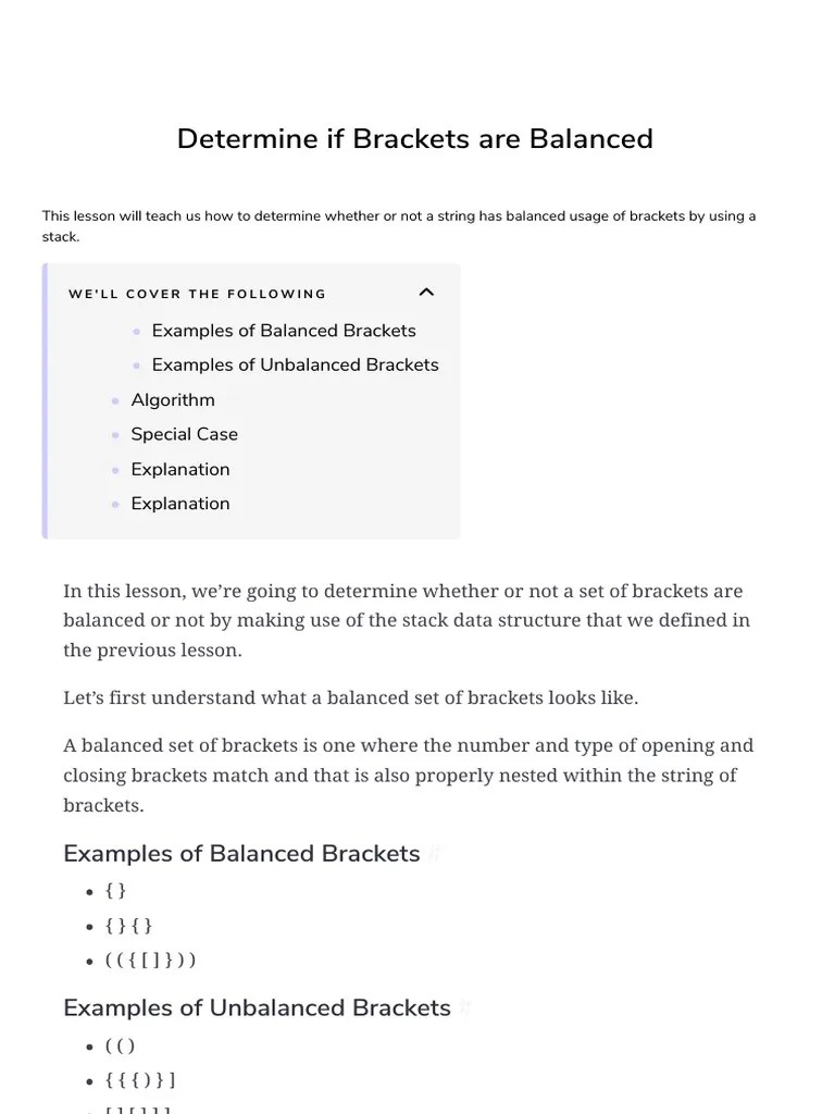 3 Determine If Brackets Are Balanced PDF Bracket Control Flow