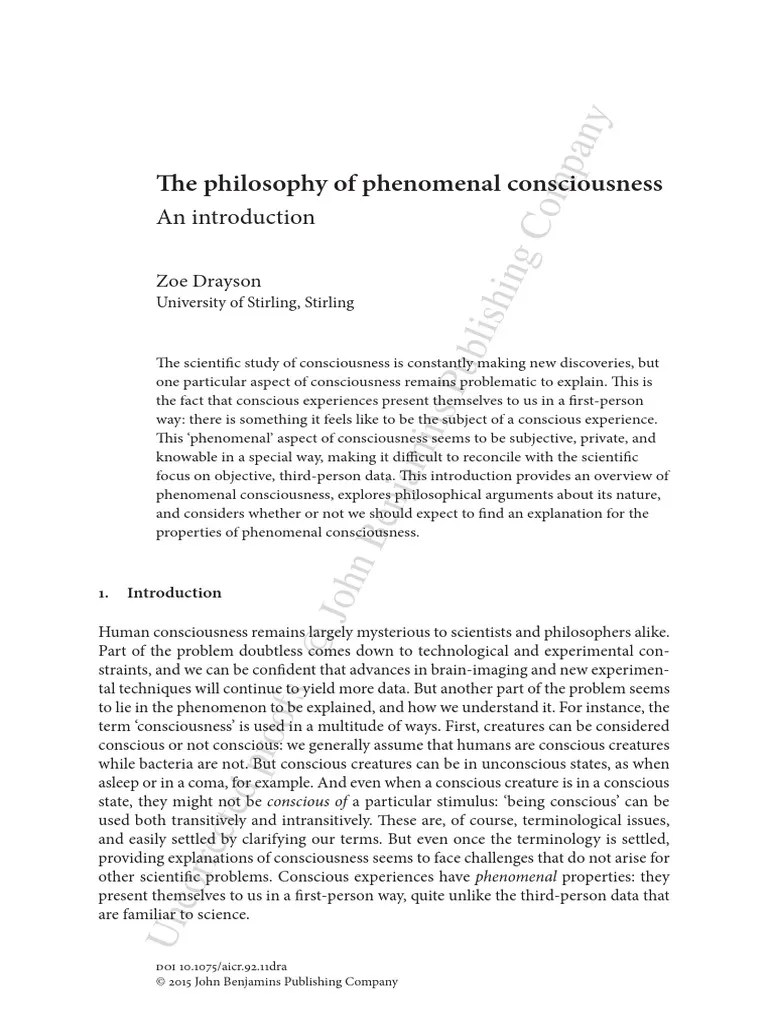 Drayson The Philosophy of Phenomenal Consciousness PDF