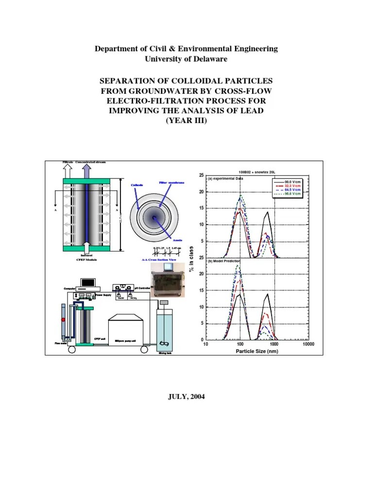 PB Electrofiltration Year 3 PDF Filtration Colloid