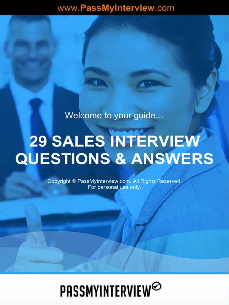 29+SALES+Interview+Questions+and+Answers TRACKED PDF Sales Customer