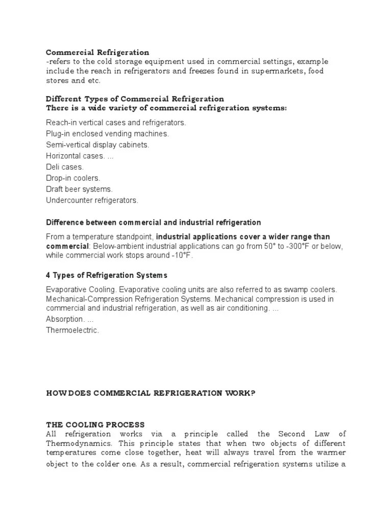 Commercial Refrigeration PDF Refrigerator Refrigeration