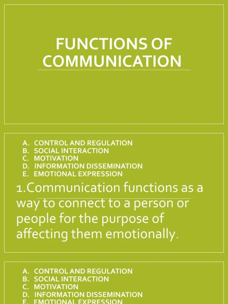 FUNCTIONS OF COMMUNICATION Quiz PDF Communication Nonverbal