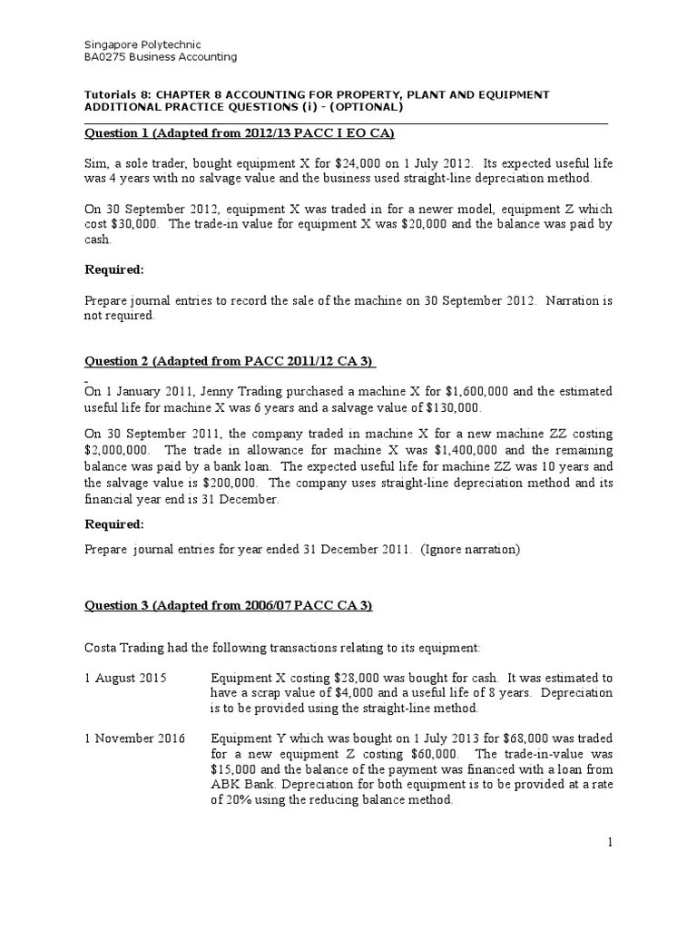 Accounting for Property, Plant and Equipment Transactions Journal