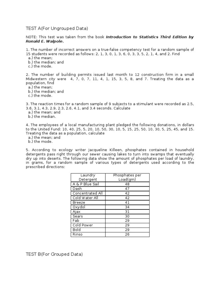 Mean Median Mode Ungrouped Data Exercises Exercise Poster