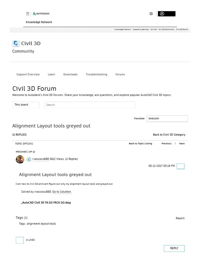 Solved Alignment Layout Tools Greyed Out Autodesk Community Civil