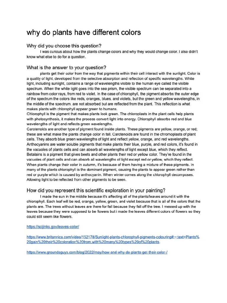 Why Do Flower Have Different Colors PDF