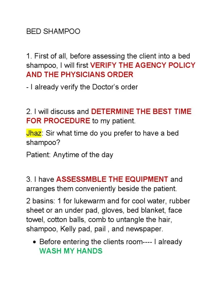 Bed Shampoo PDF Shampoo Bed