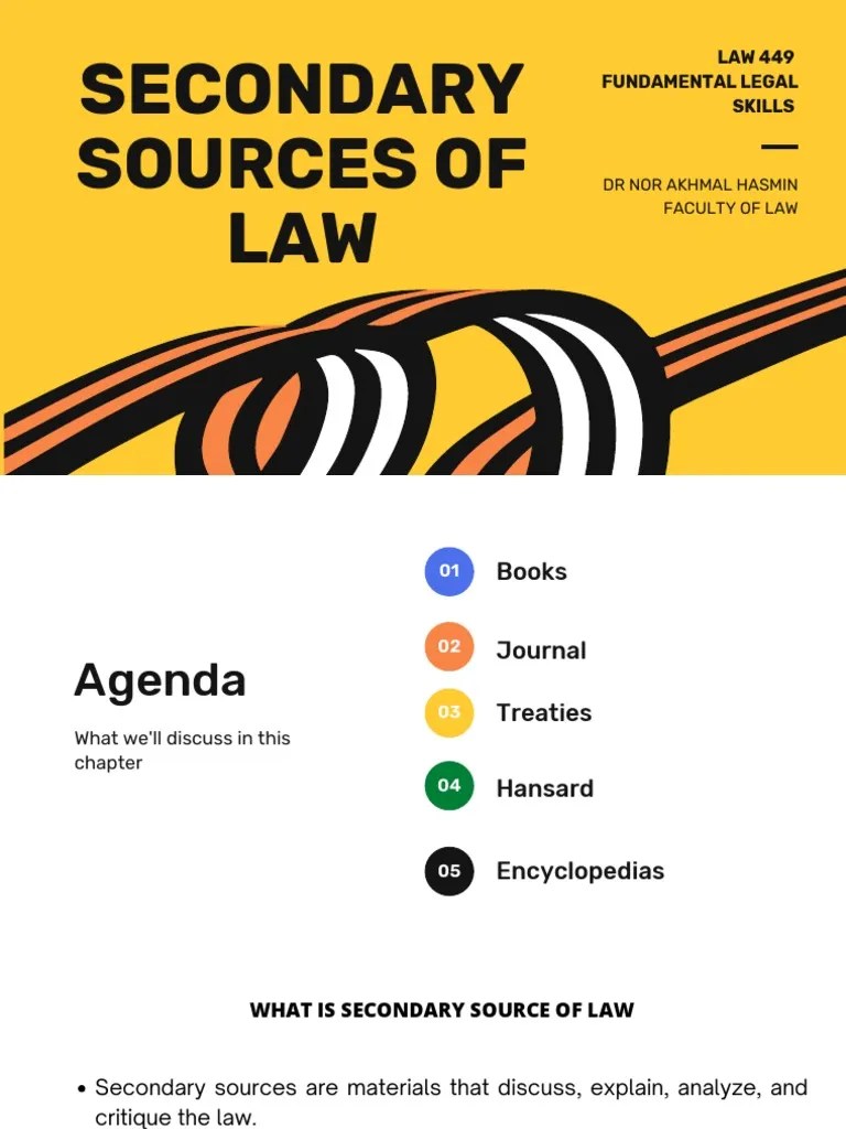 Law449 Secondary Sources of Law PDF Academic Journal Written