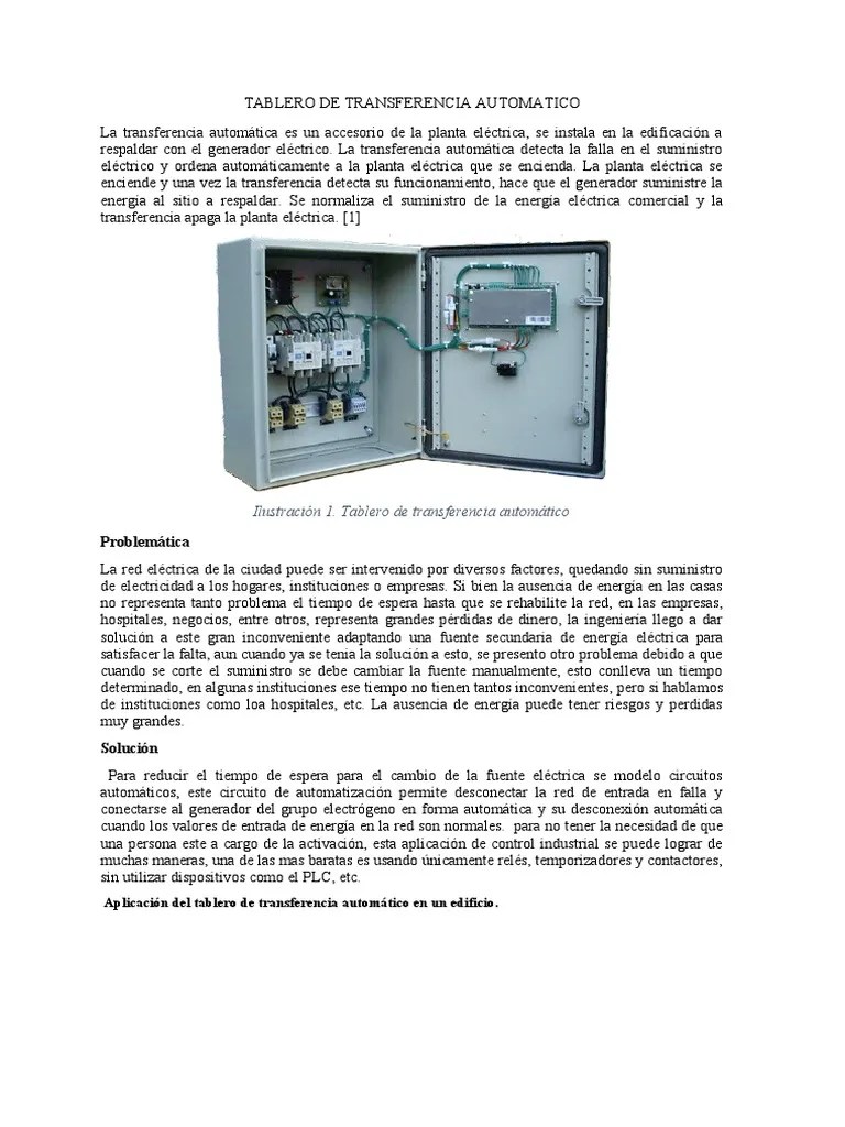 Tablero de Transferencia Automatico | PDF | Ingenieria Eléctrica | Relé