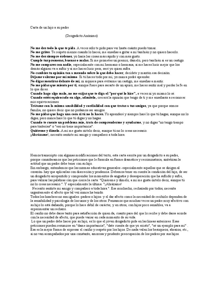 Carta de Un Hijo A Su Padre