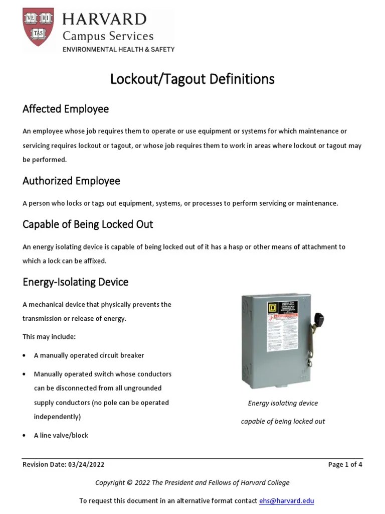 Lockout Tagout Definitions 0 PDF Safety Manufactured Goods