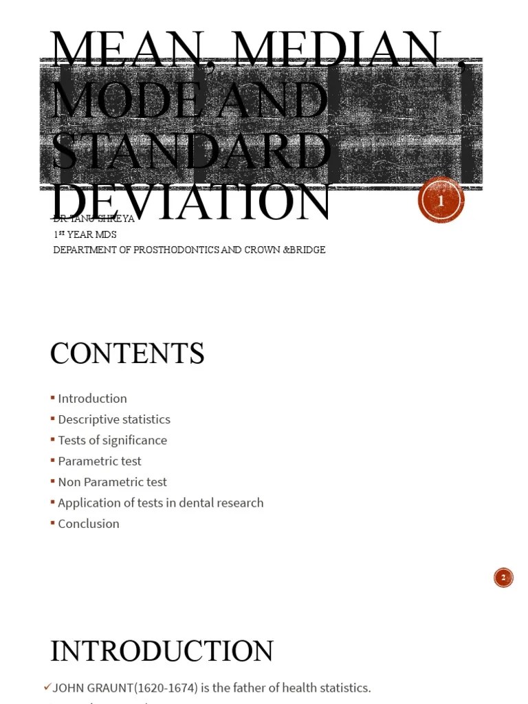 Mean, Median, Mode and Standard Deviation PDF Standard Deviation Mean
