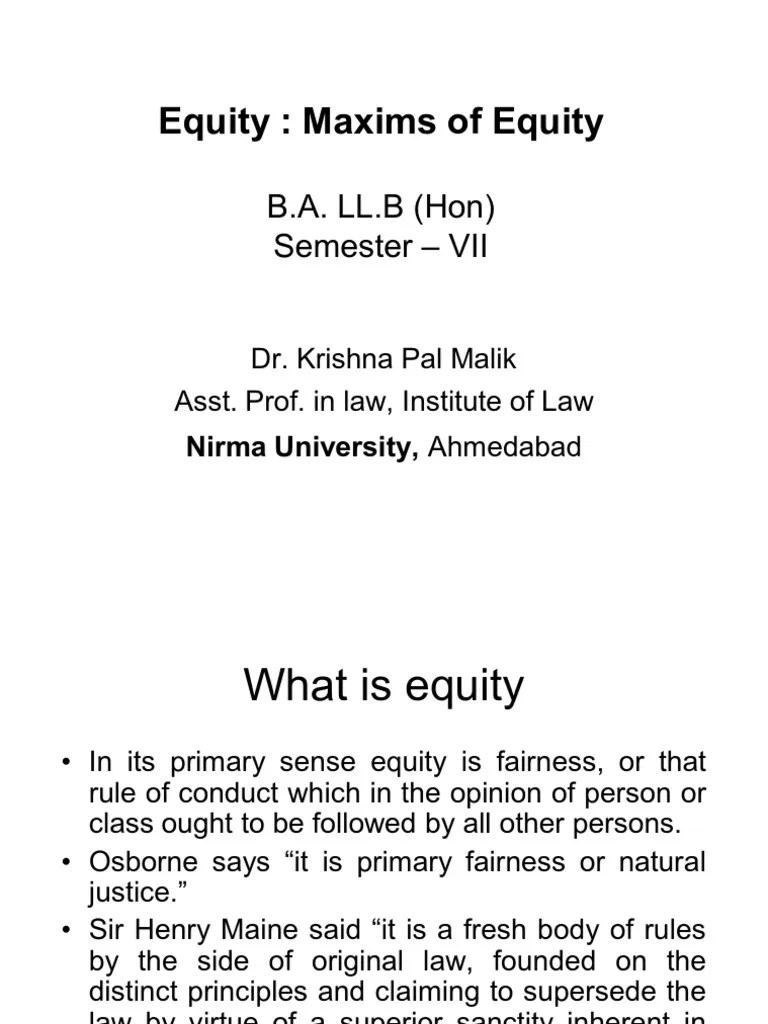 1.1 Equity Equity (Law) Laches (Equity)