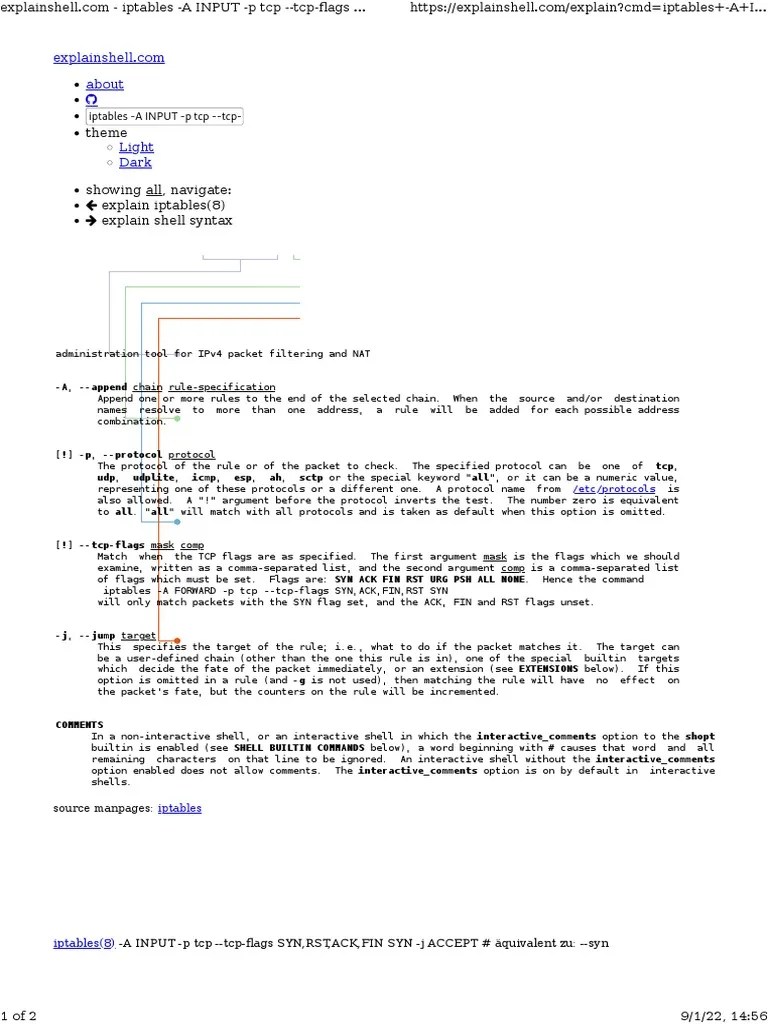 Iptables A INPUT P TCP TcpFlags SYN, RST, ACK, FIN SYN J