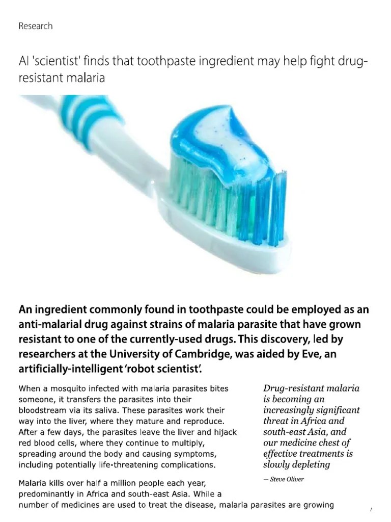 'AI 'Scientist' Finds That Toothpaste Ingredient May Help Fight Drug